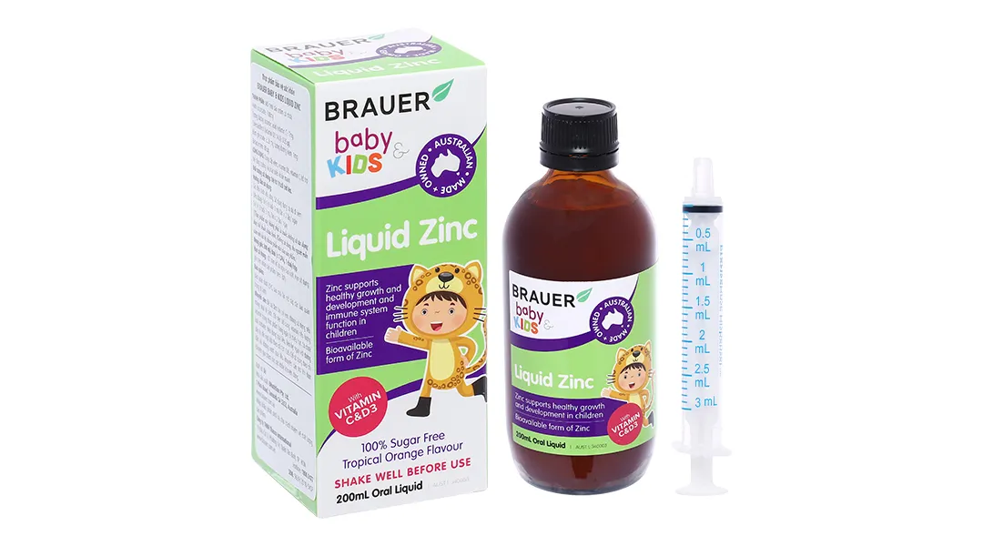 SIRO BỔ SUNG KẼM CHO TRẺ BRAUER BABY & KIDS LIQUID ZINC 200ML 13