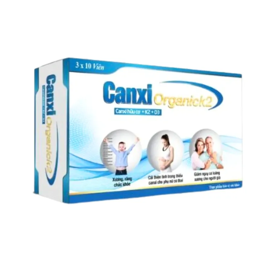 Thực phẩm bảo vệ sức khỏe Canxi Organic K2 bổ sung canxi và Vitamin D (Hộp 30 viên)