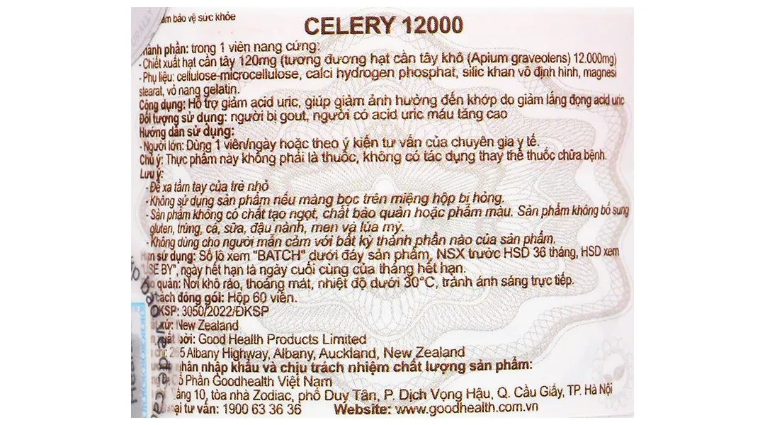 Thực phẩm bảo vệ sức khỏe Celery 12000 6