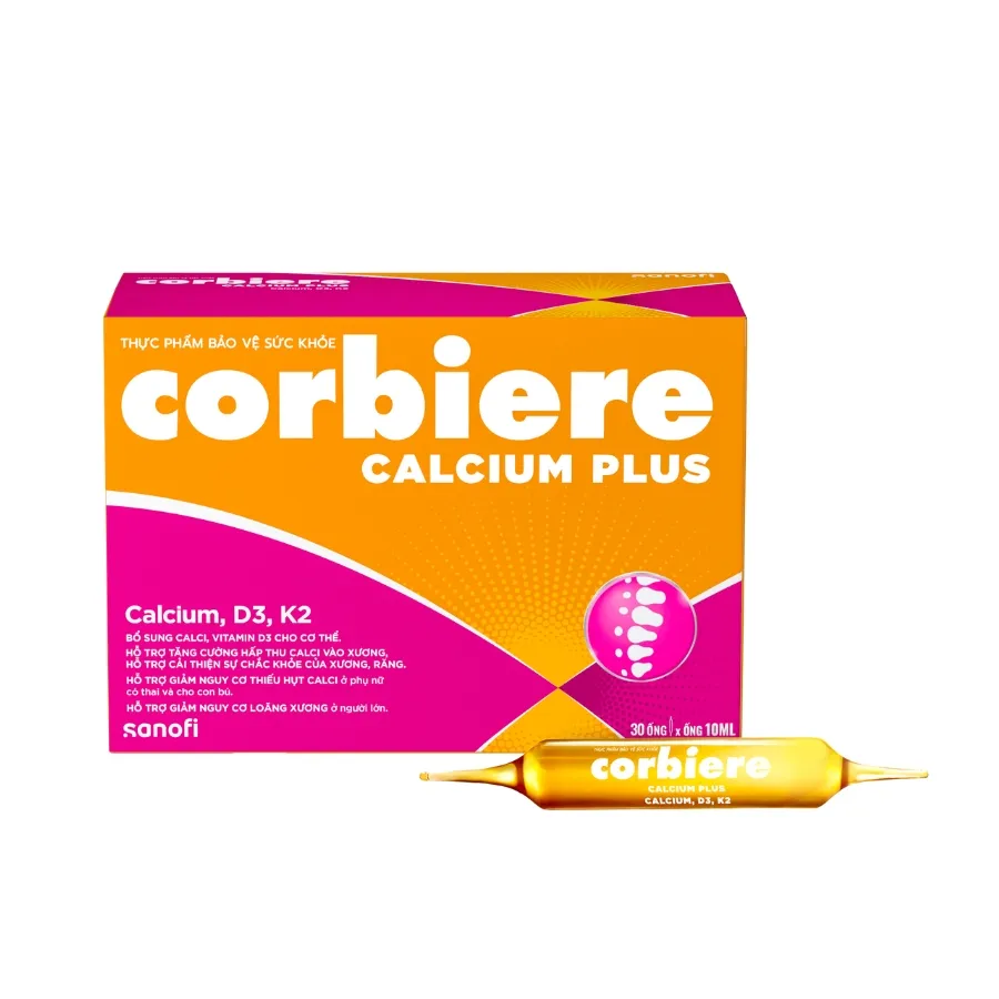 Thực phẩm bảo vệ sức khỏe Corbiere Calcium Plus (Hộp 30 ống) 3