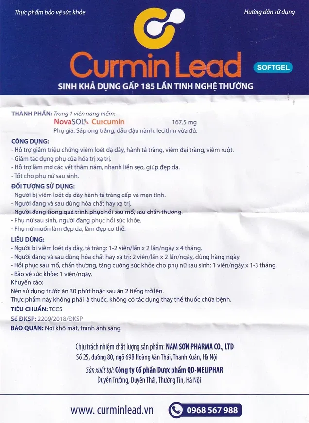 Thực phẩm bảo vệ sức khỏe Curmin Lead Softgel (30 viên) 6
