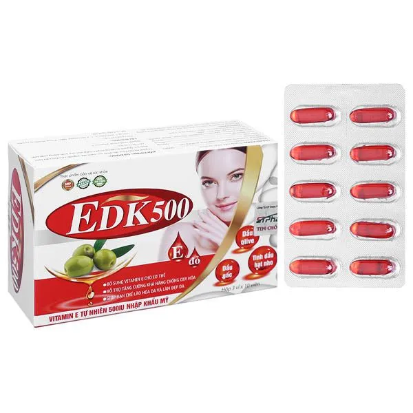 Thực phẩm bảo vệ sức khoẻ EDK500 bổ sung Vitamin E - Hộp 30 viên
