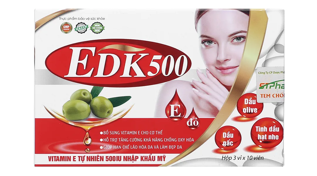 Thực phẩm bảo vệ sức khoẻ EDK500 bổ sung Vitamin E - Hộp 30 viên 3