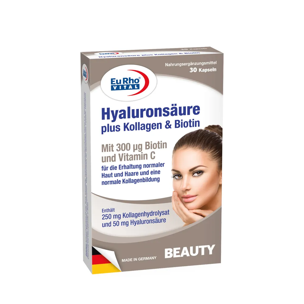 Thực phẩm bảo vệ sức khỏe EuRho® Vital Hyaluronsäure Plus Kollagen&Biotin (hộp 30 viên ) 2