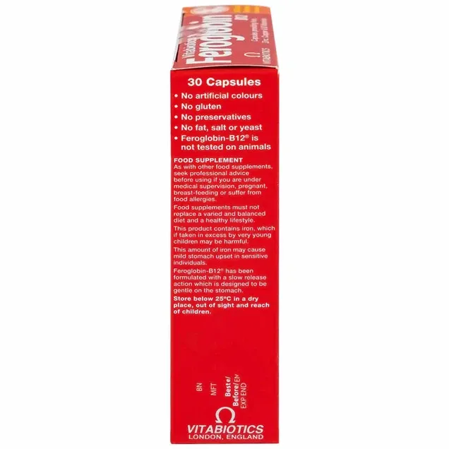 Thực phẩm bảo vệ sức khỏe Feroglobin B12 Capsules - Hỗ trợ bổ sung sắt, acid folic và vitamin (30 viên) 3