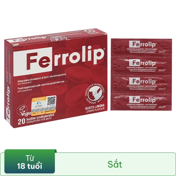 Thực phẩm bảo vệ sức khỏe Ferrolip hộp 20 gói x 1.8g