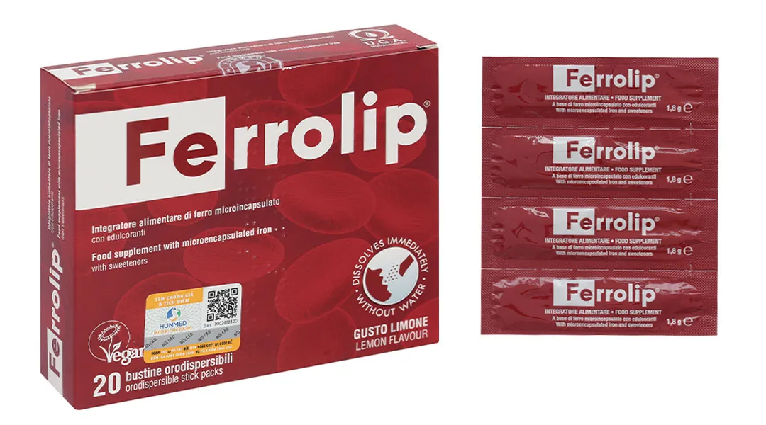 Thực phẩm bảo vệ sức khỏe Ferrolip hộp 20 gói x 1.8g 2