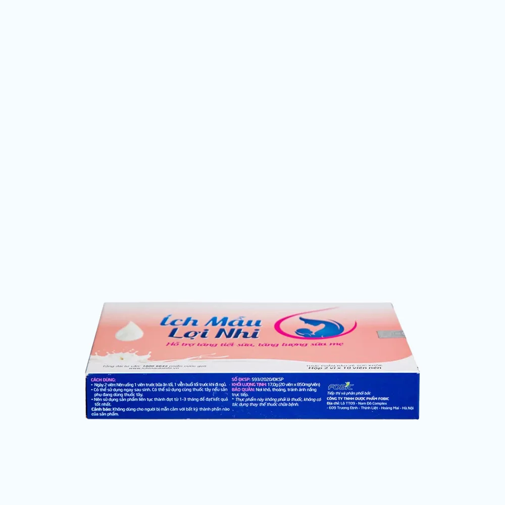 Thực phẩm bảo vệ sức khỏe FOBIC Ích Mẫu Lợi Nhi (Hộp 20 viên) giúp tăng tiết sữa 3