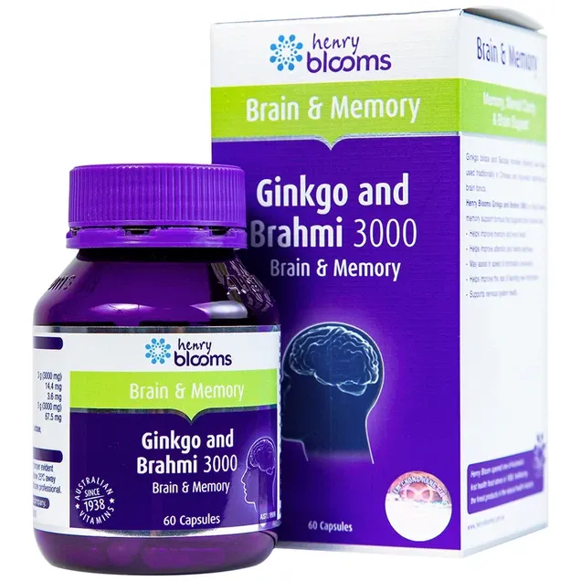 Thực phẩm bảo vệ sức khỏe Ginkgo and Brahmi 3000 (Hộp 60 viên)
