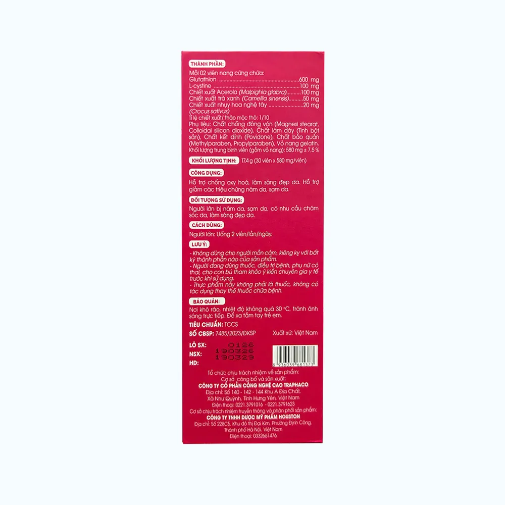 Thực Phẩm Bảo Vệ Sức Khỏe GLAMOUR GLUTATHION Hỗ Trợ Chống Oxy Hóa, Giảm Nám Da, Sạm Da 3