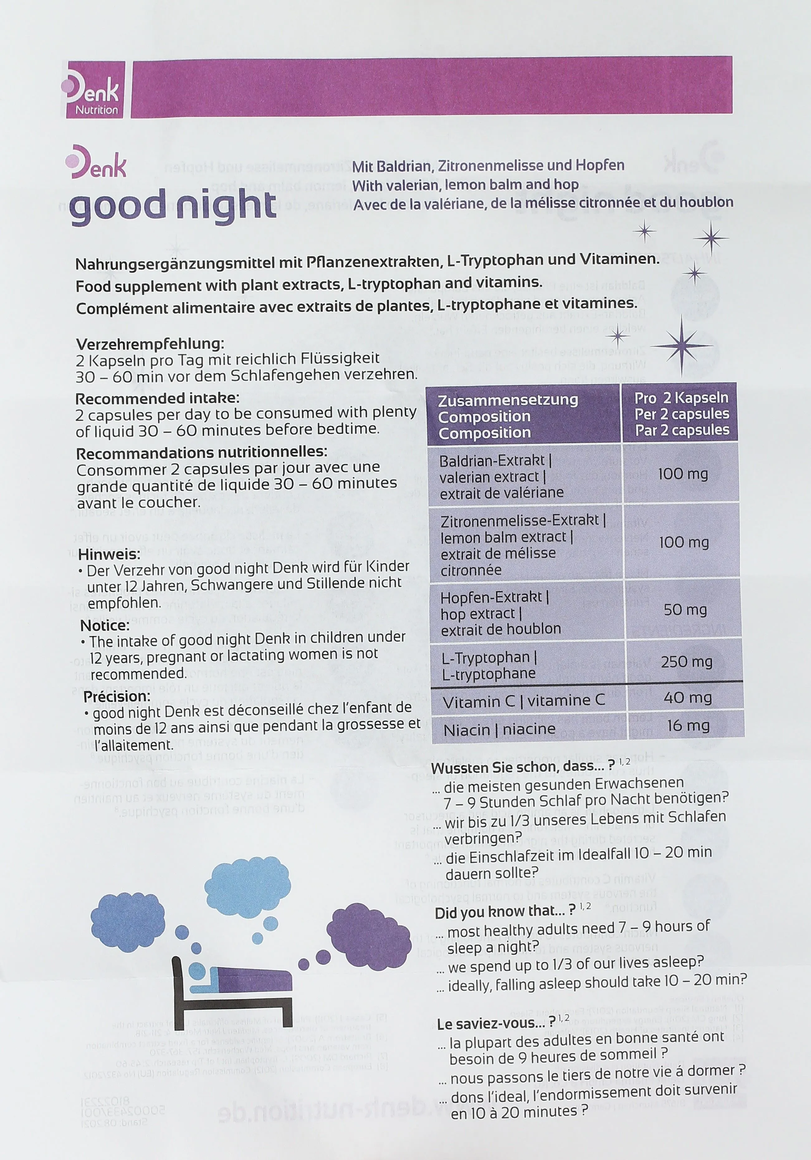 Thực phẩm bảo vệ sức khỏe Good Night Denk 10