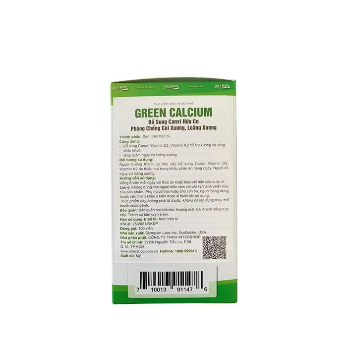 Thực phẩm bảo vệ sức khỏe Green Calcium (100 viên) 2