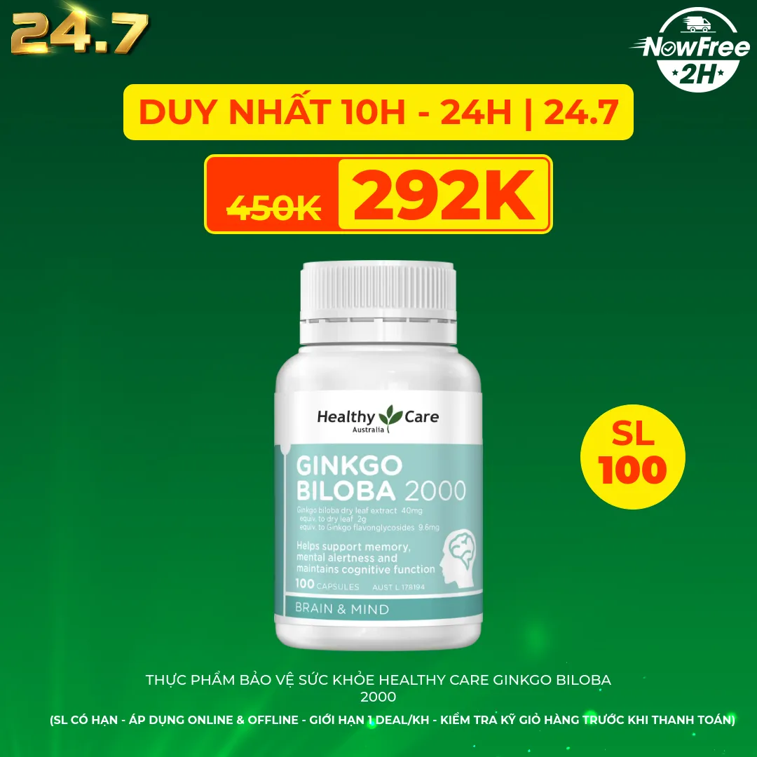 Thực phẩm bảo vệ sức khỏe: Healthy Care Ginkgo Biloba 2000