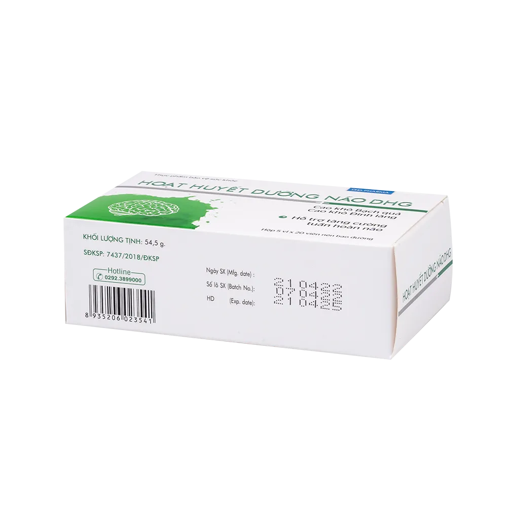 Thực phẩm bảo vệ sức khỏe Hoạt Huyết Dưỡng Não DHG (100 viên) 6