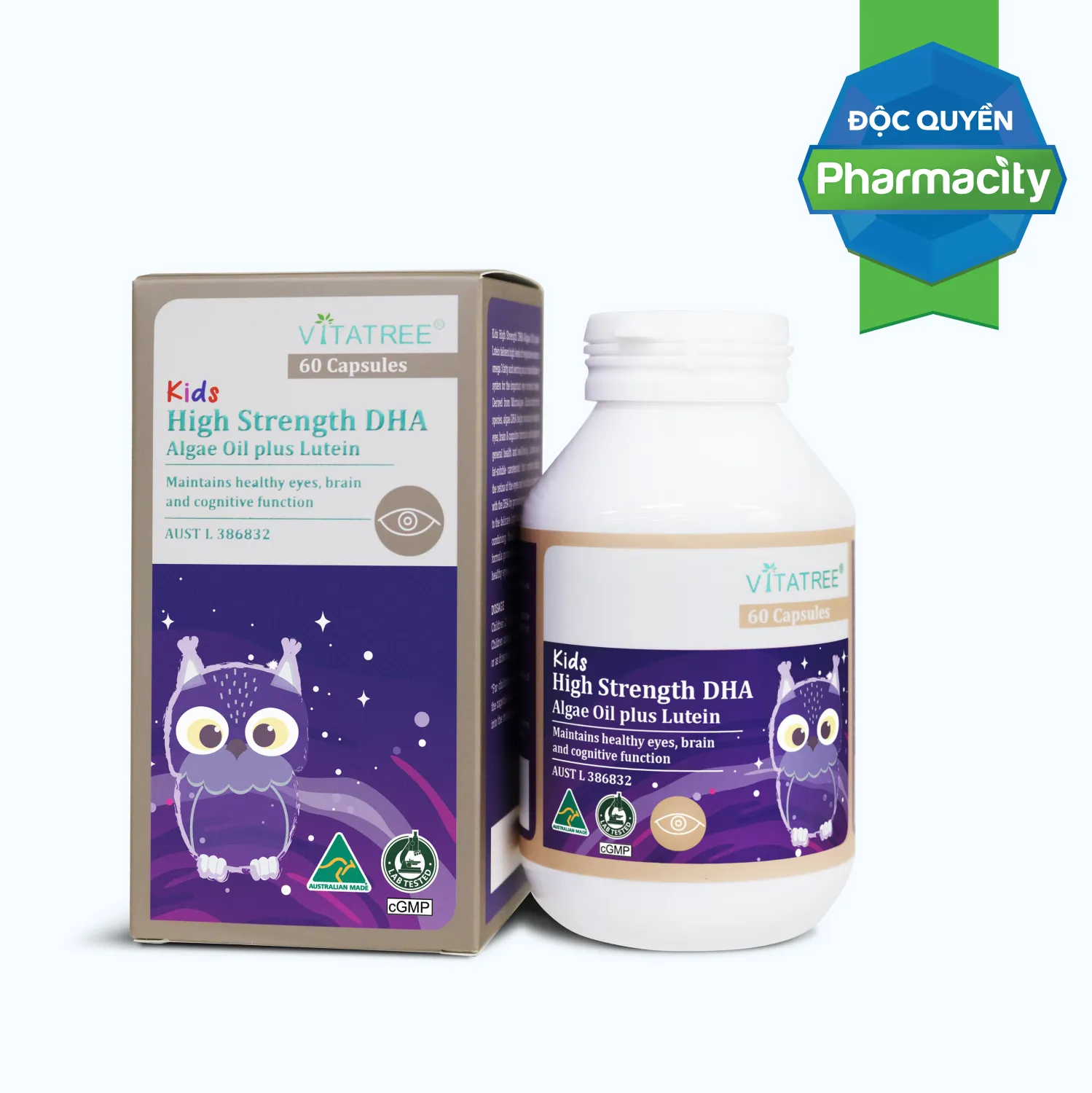 Thực phẩm bảo vệ sức khỏe Kids High Strength DHA Algae Oil plus Lutein (Hộp 60 Viên)