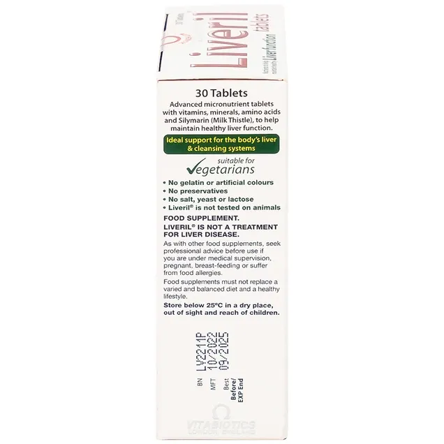 Thực phẩm bảo vệ sức khỏe LIVERIL Tablets (30 viên) 4