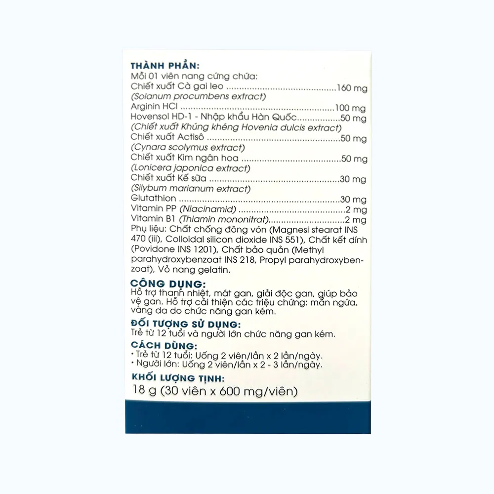 Thực Phẩm Bảo Vệ Sức Khỏe LIVERCOOLIC Hỗ Trợ Thanh Nhiệt, Giải Độc Gan 3