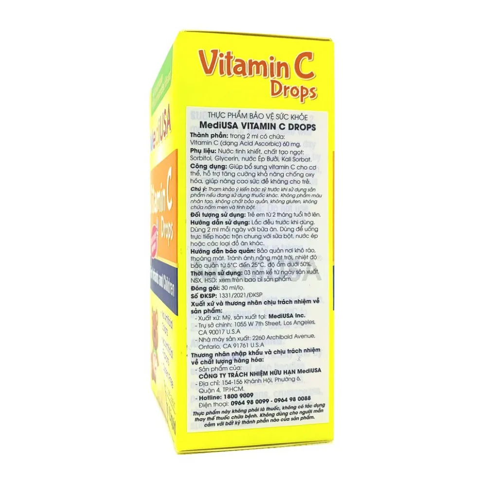 Thực phẩm bảo vệ sức khỏe MediUSA Vitamin C Drops (30ml) 3