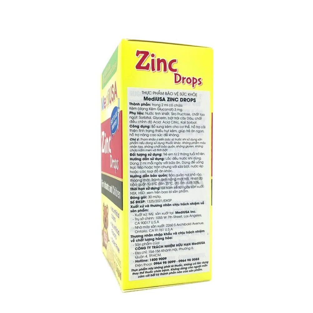 Thực phẩm bảo vệ sức khỏe MediUSA Zinc Drops giúp trẻ ăn ngon, nâng cao đề kháng (30ml) 3
