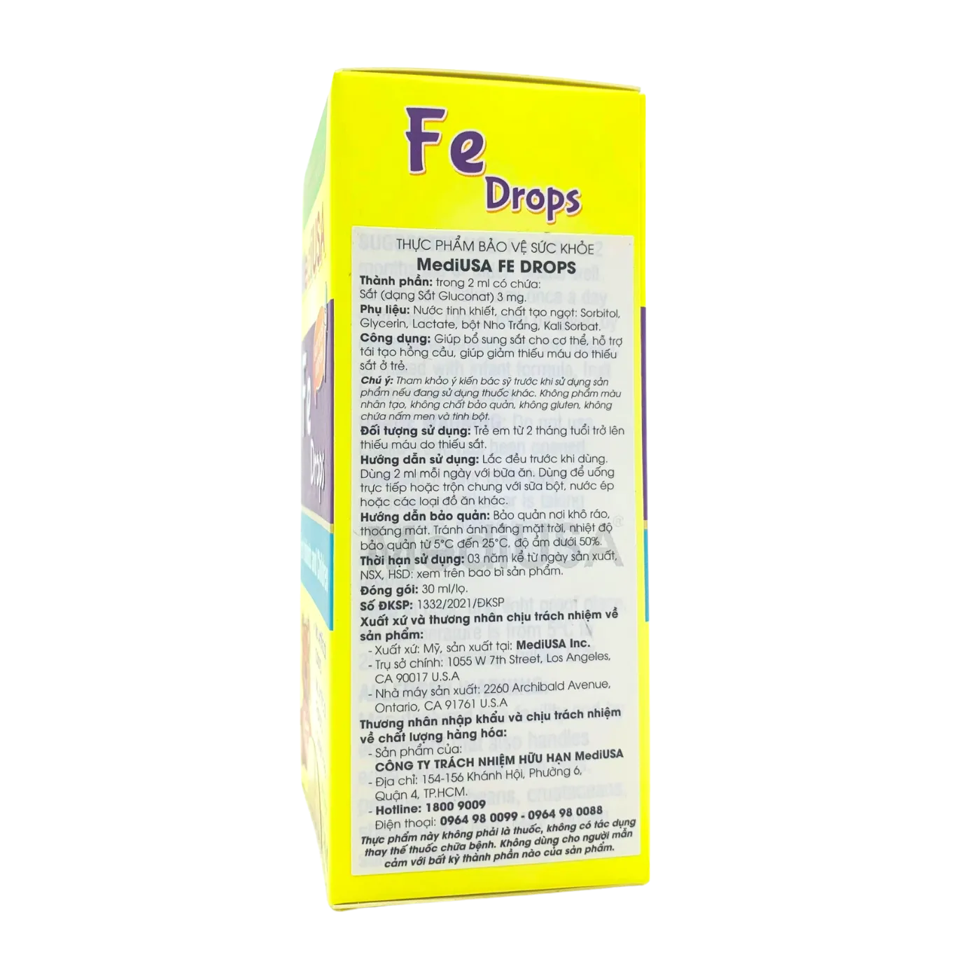 Thực phẩm bảo vệ sức khỏe MediUSA Fe Drops bô sung sắt cho cơ thể (30ml) 2