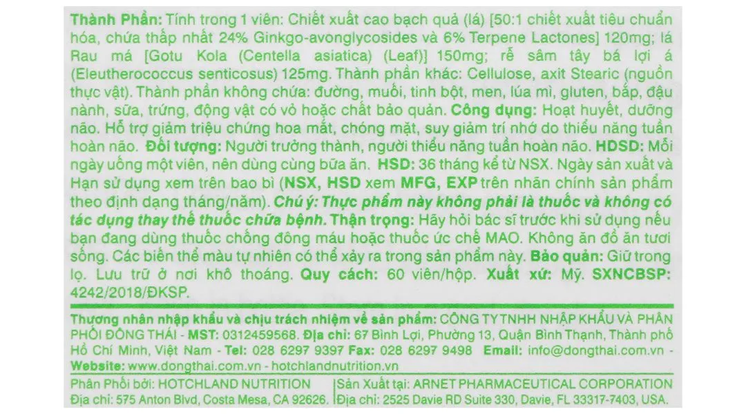Viên uống Megabrain (Hộp 60 viên) giúp hỗ trợ hoạt huyết và dưỡng não 8
