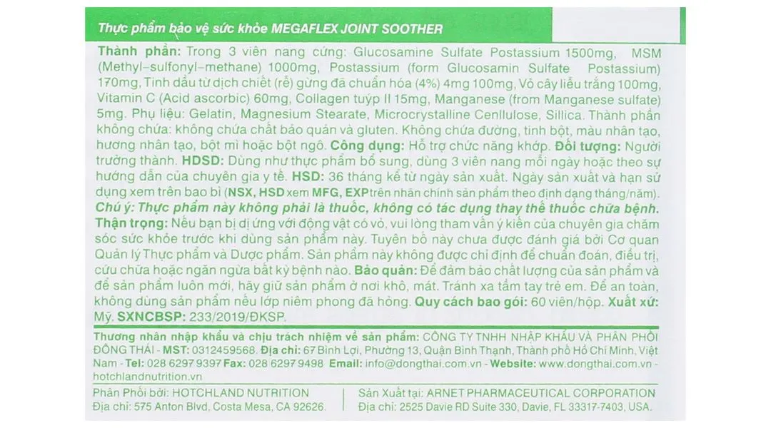 Thực phẩm bảo vệ sức khỏe Megaflex Joint Soother 7