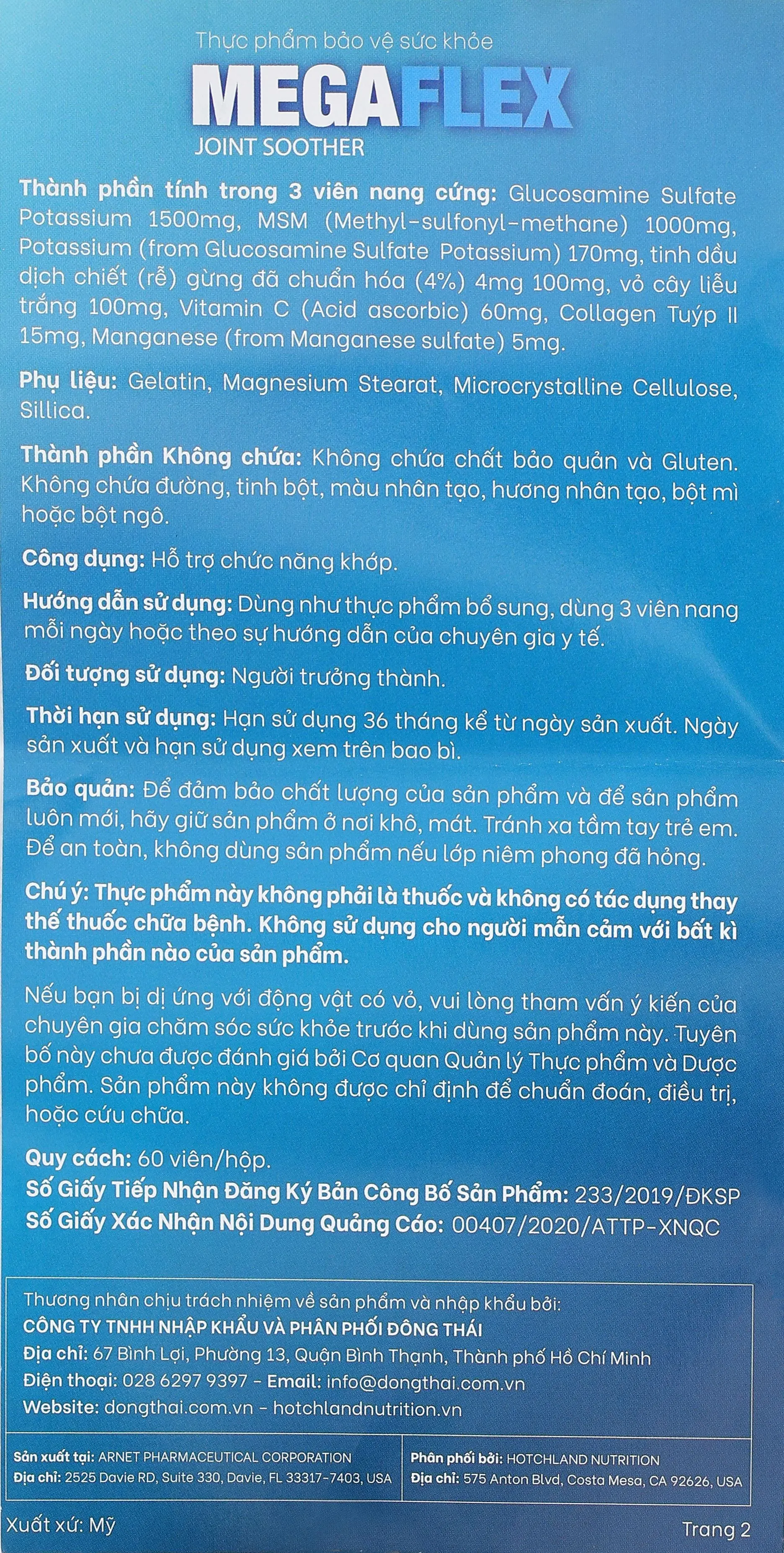 Thực phẩm bảo vệ sức khỏe Megaflex Joint Soother 10