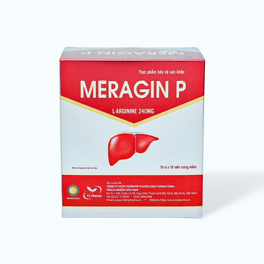 Thực phẩm bảo vệ sức khỏe MERAGIN P hỗ trợ bảo vệ gan (Hộp 10 vỉ x 10 viên)