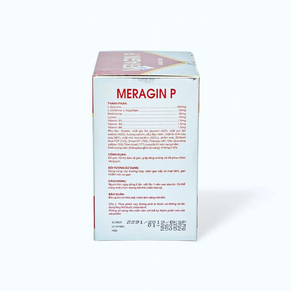 Thực phẩm bảo vệ sức khỏe MERAGIN P hỗ trợ bảo vệ gan (Hộp 10 vỉ x 10 viên) 4