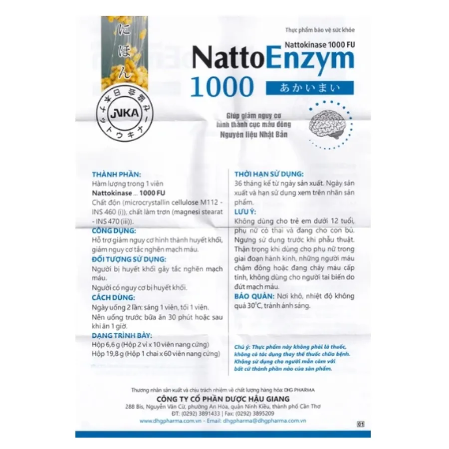Thực phẩm bảo vệ sức khỏe DHG Pharma NattoEnzym (Hộp 90 viên) làm tan máu đông 2