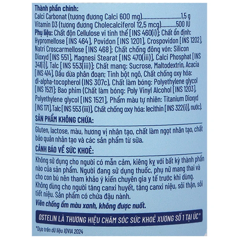 VIÊN UỐNG OSTELIN CALCIUM & VITAMIN D3 SANOFI 275V 16