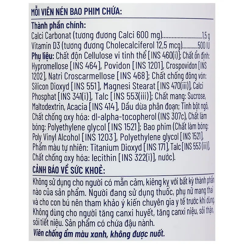 VIÊN UỐNG OSTELIN CALCIUM & VITAMIN D3 SANOFI 275V 5