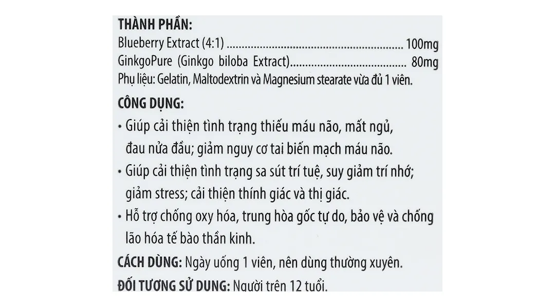 VIÊN UỐNG GIÚP CẢI THIỆN TÌNH TRẠNG THIẾU MÁU NÃO OTIV ECOGREEN 60V 12