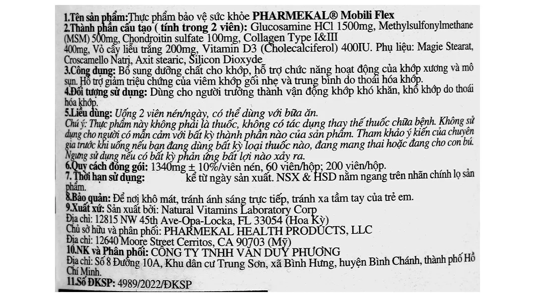 Combo 4 Thực phẩm bảo vệ sức khỏe Pharmekal® Mobili Flex 6