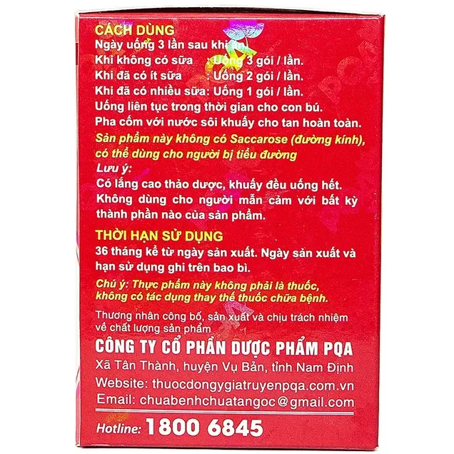Thực phẩm bảo vệ sức khỏe PQA Cốm Lợi Sữa (25 gói) 4