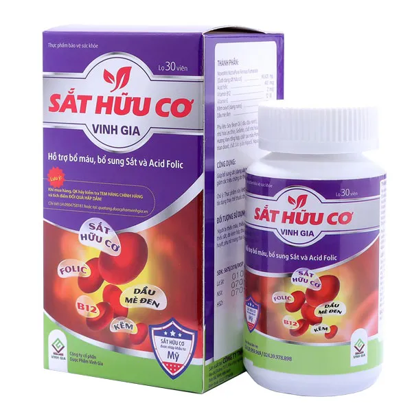 Thực phẩm bảo vệ sức khỏe Sắt Hữu Cơ Vinh Gia (30 viên) 2