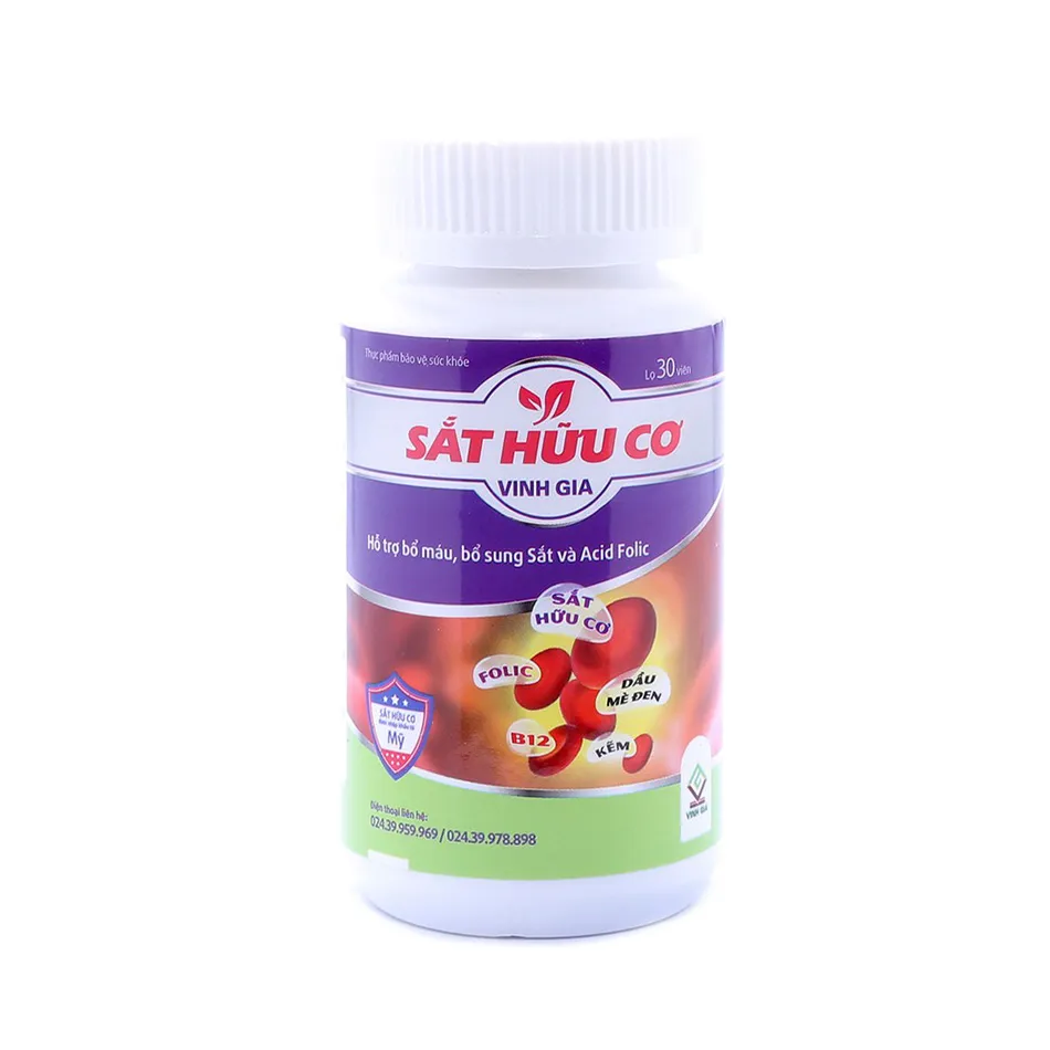 Thực phẩm bảo vệ sức khỏe Sắt Hữu Cơ Vinh Gia (30 viên) 3