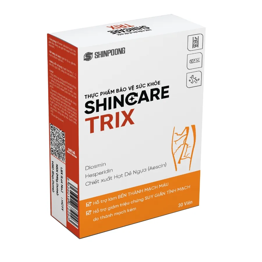 Thực phẩm bảo vệ sức khỏe Shincare Trix giảm tình trạng suy giãn tĩnh mạch (Hộp 30 viên)