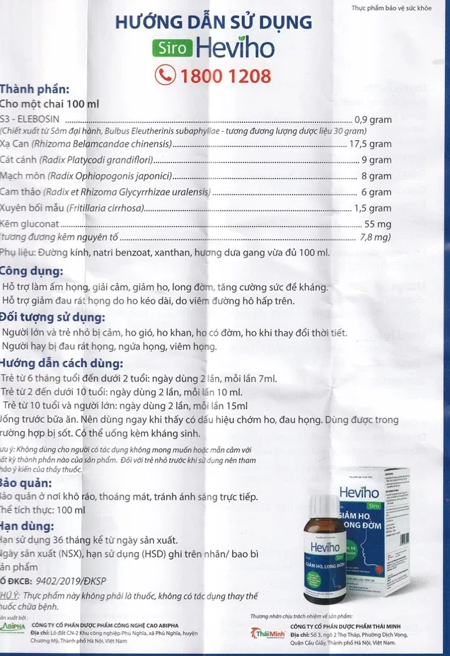 Thực phẩm bảo vệ sức khỏe siro Heviho (100ml) 7