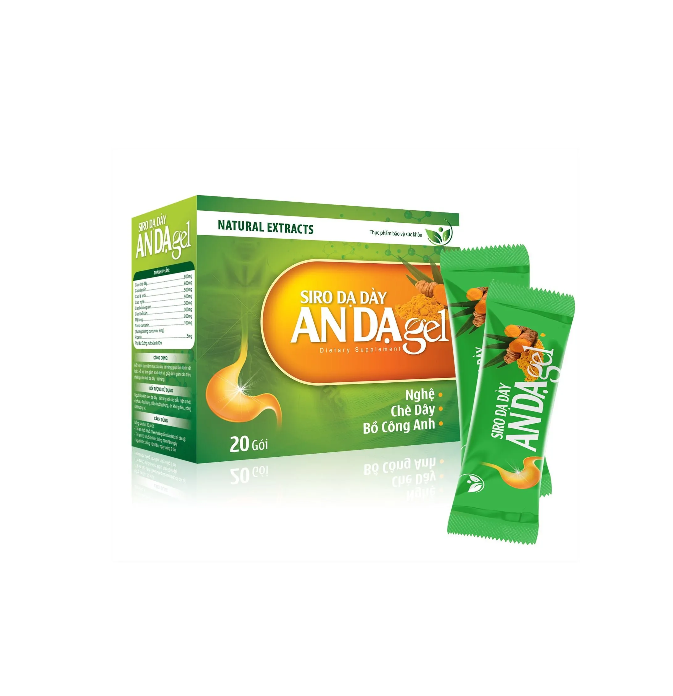 Thực phẩm bảo vệ sức khỏe siro dạ dày An Dạ Gel (20 gói x 10ml) 2