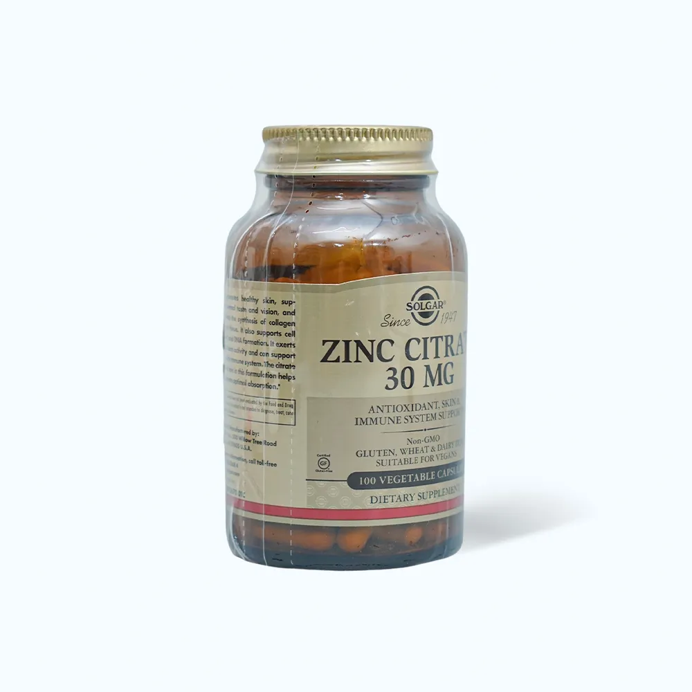 Thực phẩm bảo vệ sức khỏe Solgar Zinc Citrate 30mg (Chai 100 viên) chống lão hóa 2