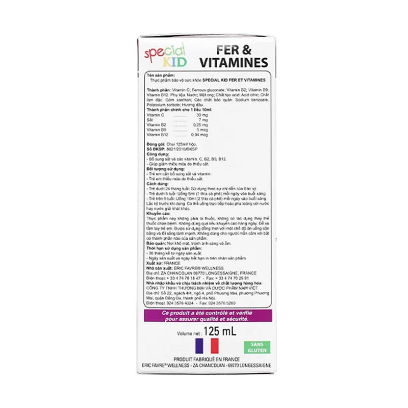 Thực phẩm bảo vệ sức khỏe Special Kid Fer & Vitamines (125ml) 4