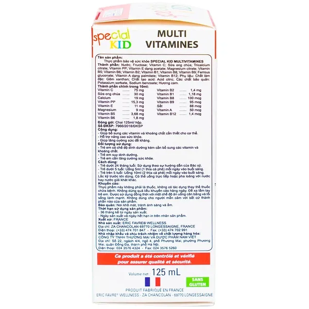Thực phẩm bảo vệ sức khỏe Special Kid Multivitamine (125ml) 4
