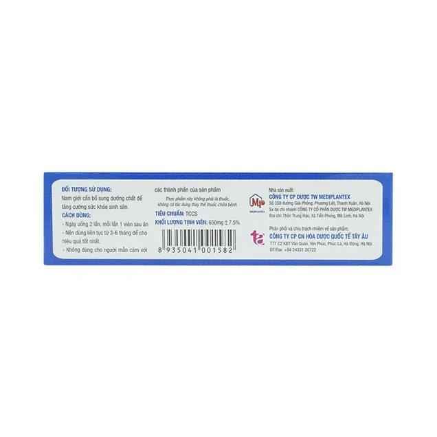 Viên uống Mediplantex SpermQ (Hộp 30 viên) hỗ trợ sinh lý nam giới 3