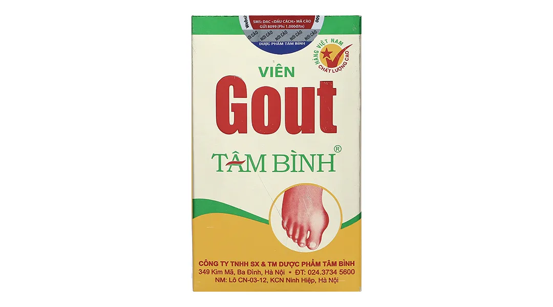 VIÊN UỐNG HỖ TRỢ GIẢM TRIỆU CHỨNG ĐAU DO GÚT GOUT TÂM BÌNH 60V 3