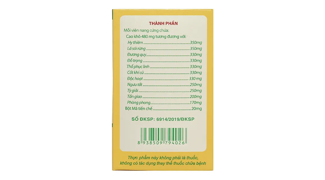 VIÊN UỐNG HỖ TRỢ GIẢM TRIỆU CHỨNG ĐAU DO GÚT GOUT TÂM BÌNH 60V 5