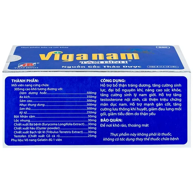 Thực phẩm bảo vệ sức khỏe Viganam Tâm Bình (Hộp 60 viên) bổ thận tráng dương 4