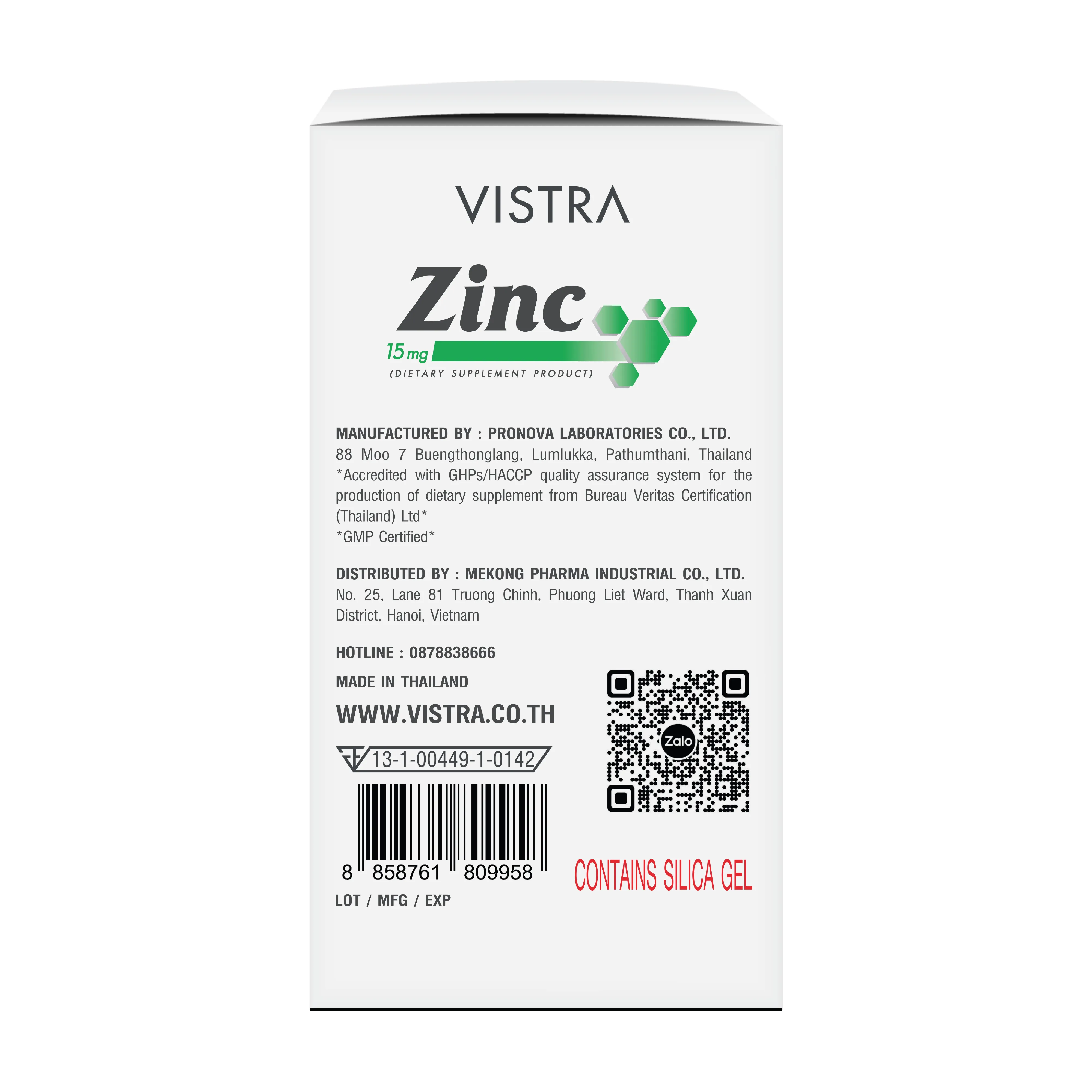 Thực phẩm bảo vệ sức khỏe Vistra Zinc 15 mg (Hộp 45 viên) 3