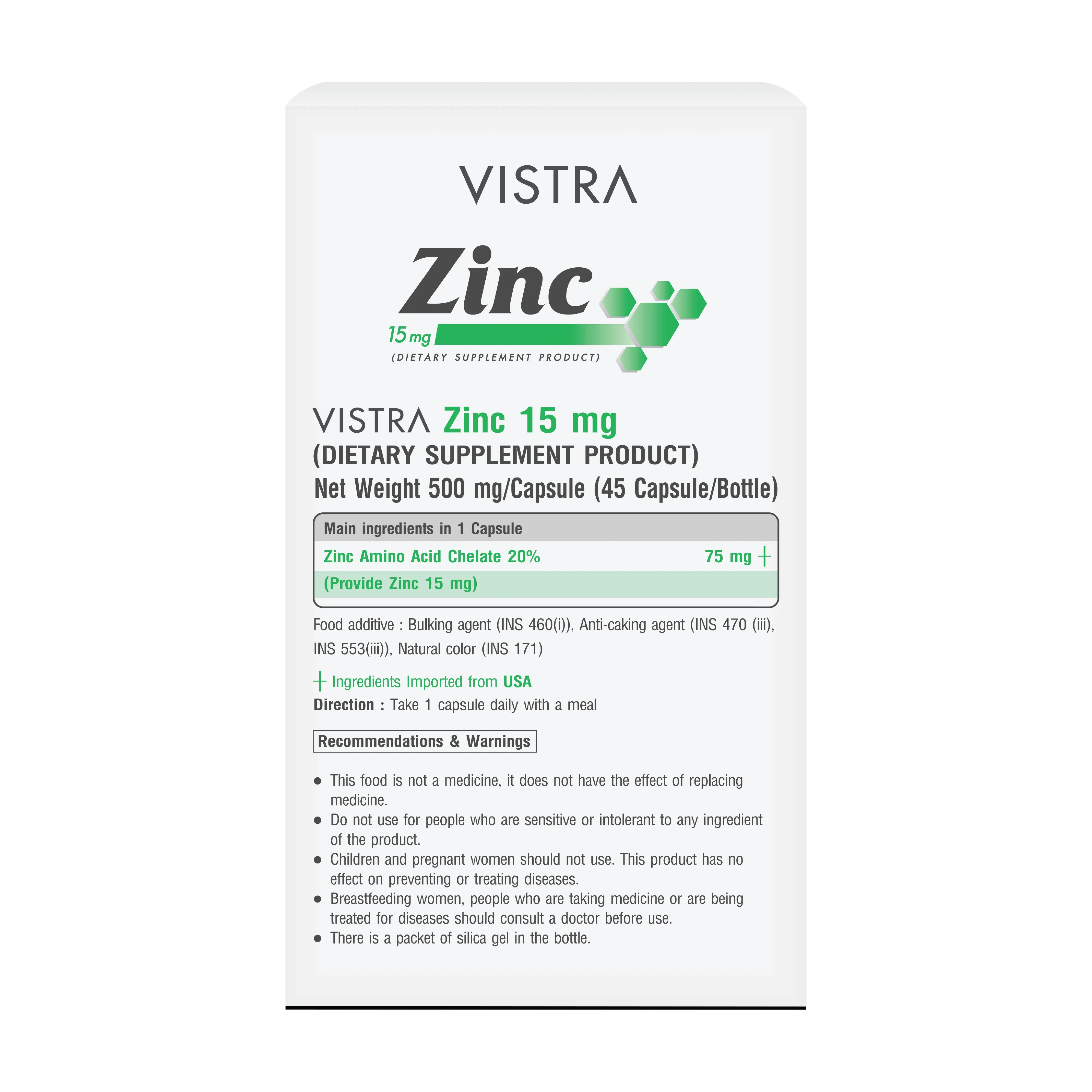Thực phẩm bảo vệ sức khỏe Vistra Zinc 15 mg (Hộp 45 viên) 7