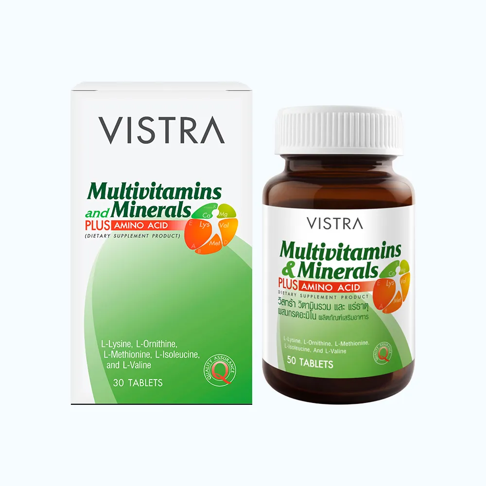 Thực phẩm bảo vệ sức khỏe Vistra Multivitamins và Minerals Plus Amino Acid Hộp 30 Viên 2